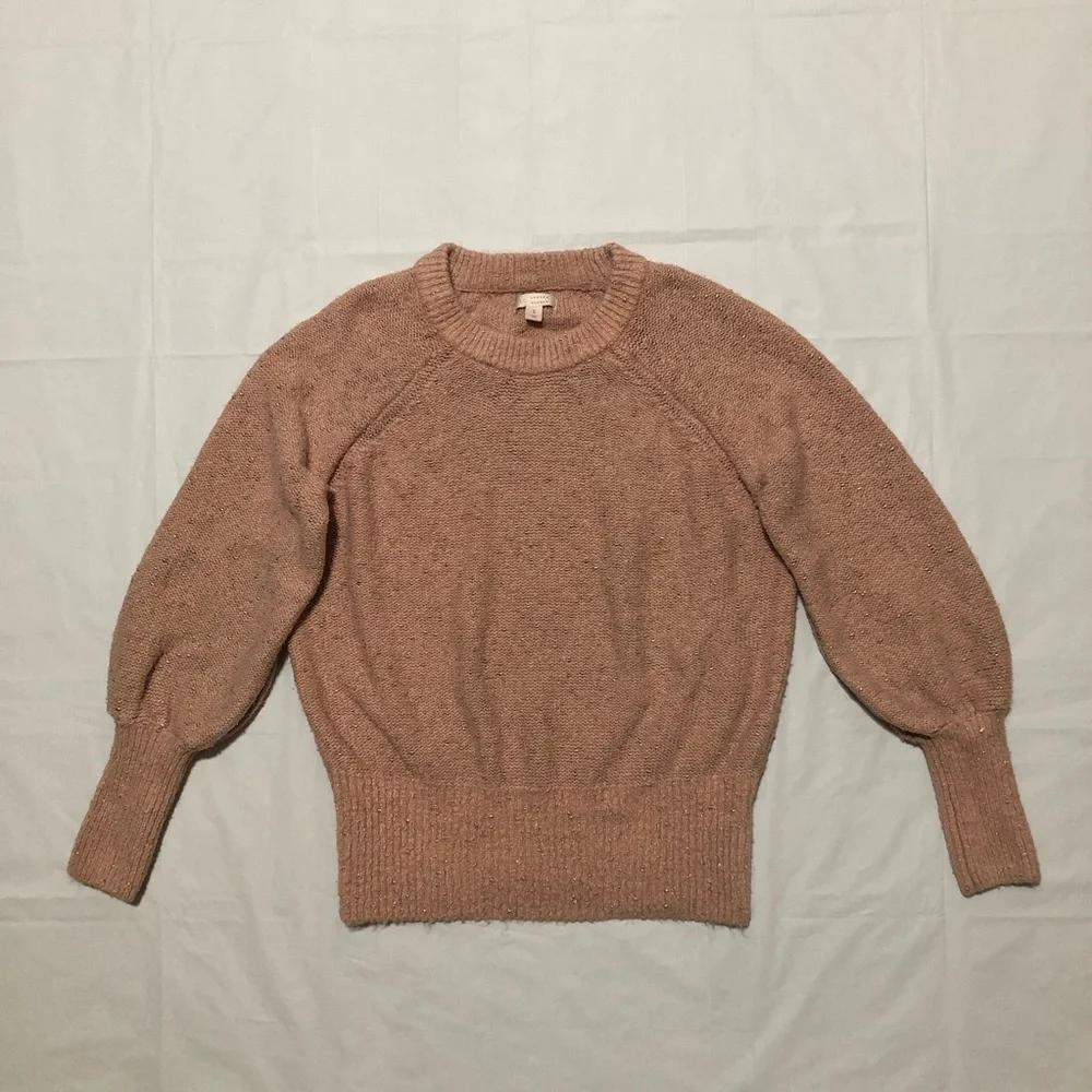 LC Lauren Conrad Women’s Long Sleeve Crewneck Metallic Knitted Pink Sweater S